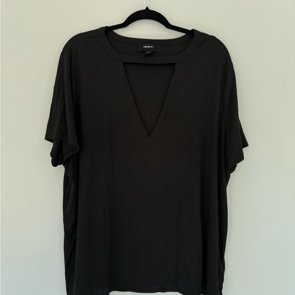 Forever 21 Black Relaxed Cut Out T-Shirt